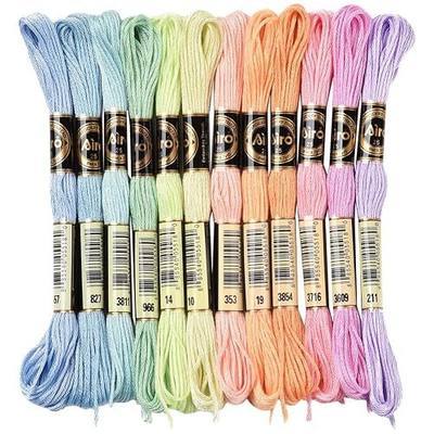 12 Skeins 105 Yards Macaroon Embroidery Floss String for Jewelry | Cross Stitch Threads 6 Ply Variegated Friendship Bracelet String Bulk for Making Bracelet Knitting Stitching Craft Supply
