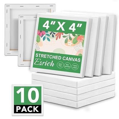 ESRICH Mini Canvases for Painting,4x4In Canvas in Bulk 10Pack, 2/5In Profile Small Square Canvas, Blank Canvases are Great for School Projects and Kids Birthday Parties, Home Decor Project.