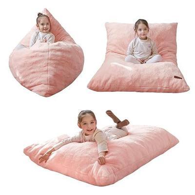 MAXYOYO 3 in 1 Kids Bean Bag Chair, Comfy Floor Sofa with Removed Cover | Soft Floor Couch with High-Density Foam Filling Convertible Child Chair Floor Cushion for Living Room Bedroom, Pink