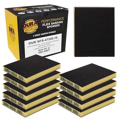 Dura-Gold Sanding Sponge for Wood, Metal 3200 Grit Box of 10-4.7" x 3.9" Wet or Dry Flexible Softback Sand Paper Foam Sanding Block for Drywall Abrasive Blocks Pad Double Sided Sandpaper