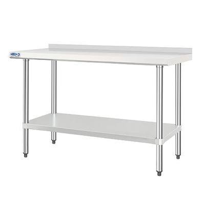 HARDURA Stainless Steel Table with Backsplash 24 x 60 Inches | Kitchen Prep Table, Heavy Duty Workbench, NSF 304, Aluminium Corner Undershelf, Commercial Restaurant