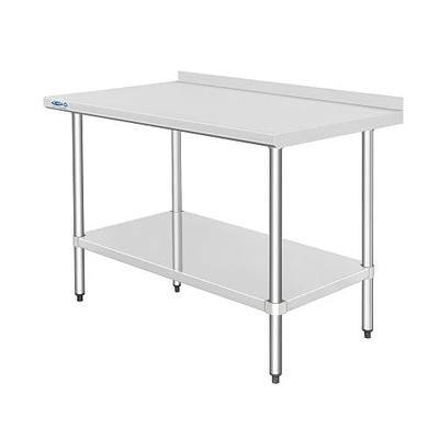 HARDURA Stainless Steel Table with backsplash 30 x 48 Inches Kitchen Prep Table Heavy Duty Stainless Steel Workbench NSF 304 Metel with Aluminium Corner Undershelf for Commercial Restaurant