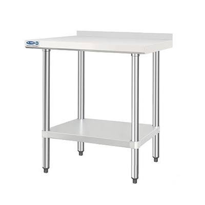 HARDURA Stainless Steel Table with Backsplash 24 x 36 Inches | Kitchen Prep Table, Heavy Duty Workbench, NSF 304, Aluminium Corner Undershelf, Commercial Restaurant