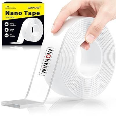WINNOW Double Sided Heavy Duty Extra Strong Adhesive Tape - 1.2" x 120" (Pack of 1) Indoor/Outdoor Household Nano Tape for Hanging Decorations, Lights, Garlands - Reusable and Damage-Free