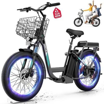 Caroma Peak 1200W Electric Scooter with Seat, 20" Tires,30Miles&20MPH | All Terrain E Scooter with 2 Seats,Adjustable Electric Scooter for Adults with Basket,Adult Electric Bicycles Style Scooter