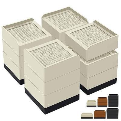 Bed Risers,Heavy Duty 4 Inch Furniture Risers Elevator for Sofa Table and Desk, Couch Lifts Risers Elevation in Heights 1.5, 3 or 4 Inch,Support Up to 1,300 Lbs(4 Pack,Beige)