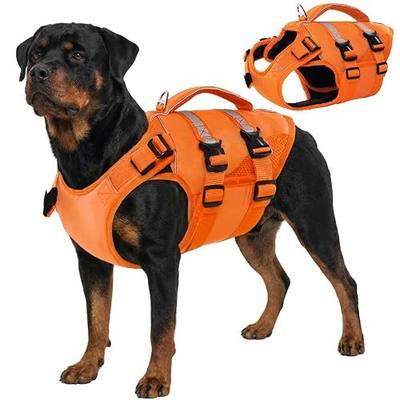 Kuoser Dog Life Jacket, High Flotation Dog Life Vest for Swimming Boating, Adjustable Ripstop Pet Lifesaver for Small Medium and Large Dogs, Reflective Safety Puppy Swimming Vest with Rescue Handle