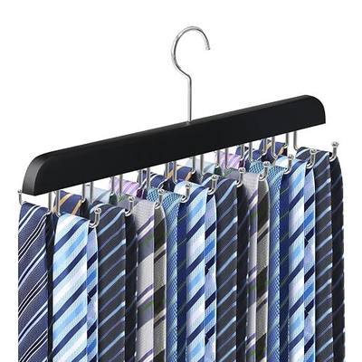 1PC Tie Rack Organizer, Tie Hanger for Closet with 20 Foldable Hooks, Black | Non Slip Neck Tie Organizer, Large Capacity, Space Saving, 360° Rotating Hook, Fits for Tank Tops Bras Cami Scarves