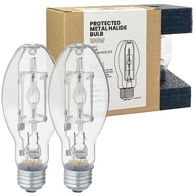 Protected MP100/U/MED 100 Watt Metal Halide EDX17, Medium Base(E26), Dusk to Dawn Bulb, 4000K, 9200 Lumen, Ballast ANSI Code M90 Clear Bulb 2 Pack