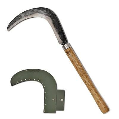 Big Size Josun Sickle - Hand-Forged Handmade Korean Weeding and Brush Clearing Tool with Razor-Sharp Blade and Chestnut Wood Handle