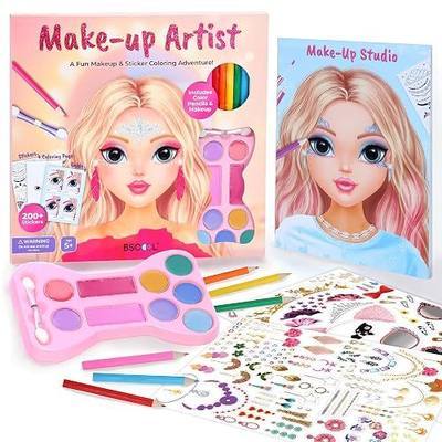 BSCOOL Makeup Book for Kids with Coloring, Stickers & Palette