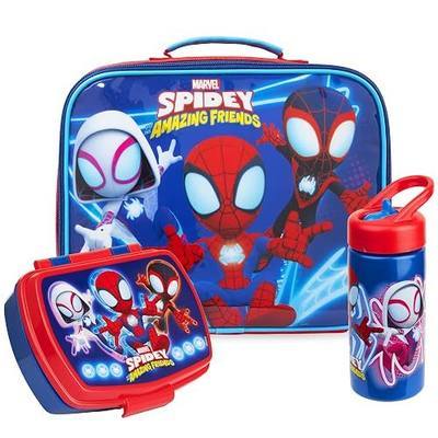 Get Trend Marvel Spidey Kids Insulated Lunch Bag 3Pc Set with Reusable Lunch Box & BPA-Free Water Bottle, Lightweight with Carry Handle & Name Card Window, Spider-Man Gifts for Boys (Multi Spidey)