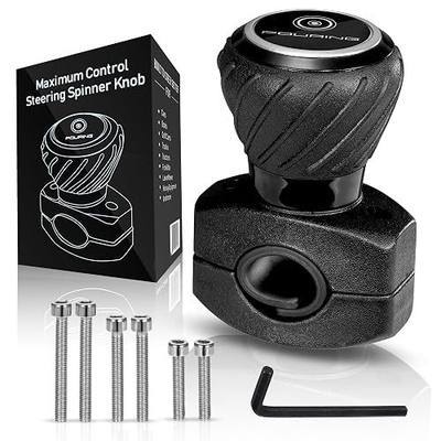 Universal Steering Wheel Spinner Knob - Smooth Black Finish | Fits Steering Wheels 0.5"-1.75" Diameter | Effortless Spinning for Cars, Trucks, Tractors, Boats, Semi-Trucks, Forklift & More