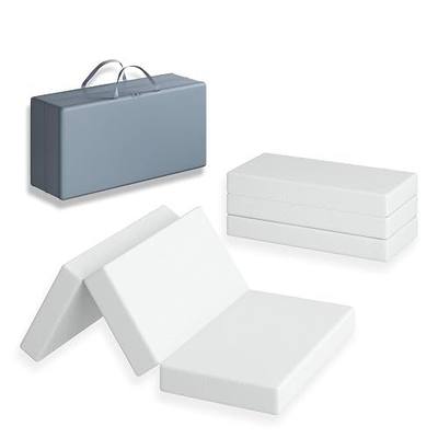 3 inch Trifold 38" Lx26 W Mini Mattress, Storage Bag Included, Water-Resistant and Removable Cover, Machine Washable, High Density Firm Support Foam, Easy-to-go for Outdoors & Travel