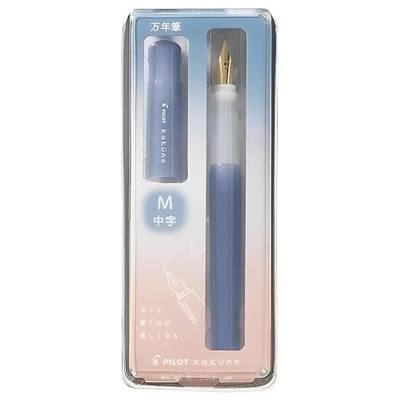 Pilot Kakuno Fountain Pen Madoromi Color Series, Gold (Smiley Face) Medium Nib, Perfect for Beginners and Creative Expression, Blue, PFKA-1MDLM