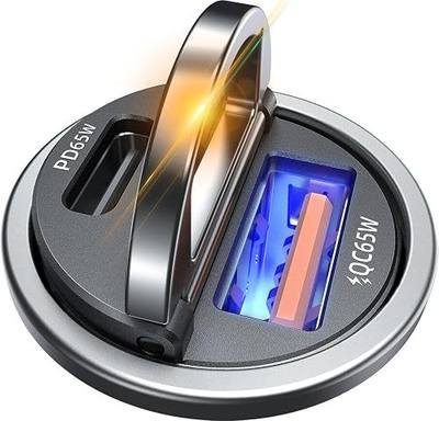 AKESR 65W Low Profile car Charger,12V&24V USB C Fast Charging | For iPhone/17/16/15/14/13 Samsung S25 S24 S23Google Android