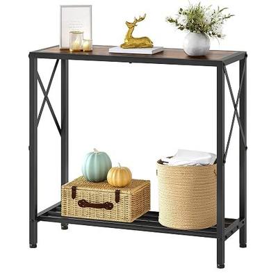 Tajsoon Console Table 28.3''L, 2 Tier Narrow Entryway Table with Open Shelves, Small Sofa Table for Living Room, Entrace, Hallway, Foyer, Corridor, Office, Rustic Brown