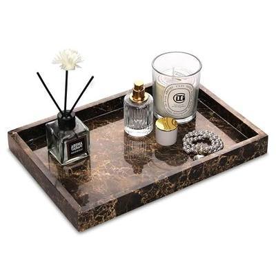 Marble Bathroom Vanity Tray, Dark Brown, 12"x 8" x1.2" | Natural Luxury, Stone Decorative, For Key Coffee Perfume Jewelry Makeup, Home Kitchen Bathroom Table Countertop Tray