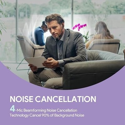Yealink Bluetooth Headset BH71 Pro Noise Canceling Bluetooth Headphones for Calls, Single Ear Headset with Charging Case, Wireless Earbuds with Mic Dongle USB-C/A for PC Work