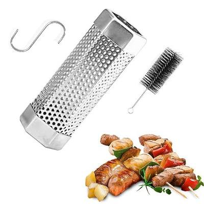 Pellet Smoker Tube,Stainless Steel Portable Barbecue Smoking Tube | 5 Hours of Billowing Smoke - Hot or Cold Smoking,Premium 6'' Smoker Tube with Brush and Hook for All Grill, Smoker
