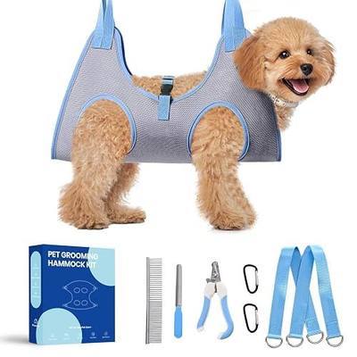 Dog Grooming Hammock, Pawlify Comfy Dog Hammock for Nail Trim, Cute Dogs Grooming Harness with Pet Nail Clipper Trimmer (Light Gray S)