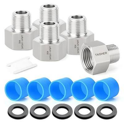 TAISHER 5PCS 304 Stainless Steel Garden Hose Adapter, 3/4" GHT Female x 1/4" NPT Male Garden Hose Connector with Washers
