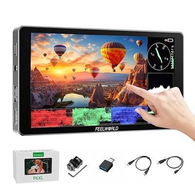 FEELWORLD P6XL 6 Inch 1200nits Camera Field Monitor Built-in 3000mAh Battery with HDR 3D LUT Touchscreen 4K HDMI All Waveform Help Creators Outdoor Accurate Focus and Expose