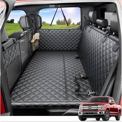 REEVAA Dog Truck Seat Cover for Back Seat, Hard Bottom Dog Hammock for Car, Pet Bed Extender for 2-4 Large Dogs, Waterproof Seat Protector, Universal XL Size Fits for Crew Cab Truck/SUV, Black