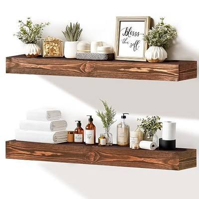 Floating Shelves, 36 x 7 Inch Fireplace Mantel, Set of 2, Brown | Rustic Finish, Mounting Hardware Included, Easy Wall Installation, For Living Room, Bedroom, Bathroom and Kitchen