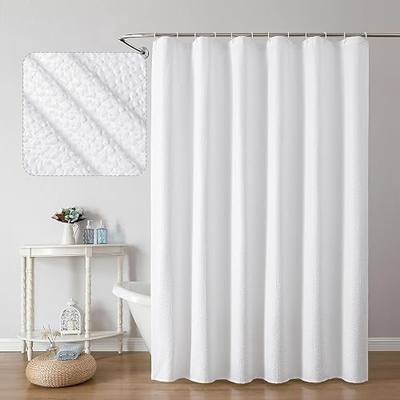 OWENIE White Shower Curtain for Bathroom 72x72 Inch, 3D Embossed Textured Waffle Fabric Shower Curtains, Soft Hotel Farmhouse Style, Water Repellent, Machine Washable, White, 72" W x 72" L