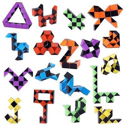 18 Pack Fidget Snake Cube Mini Twist Puzzle for Kids Stocking Stuffer, Birthday Party Favors, Goodie Bags Fillers, Classroom Rewards, Black