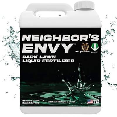 PetraMax Neighbor’s Envy Grass Fertilizer for Lawn & Garden, 1 Gallon Covers up to 16,000 sq.ft. 7-in-1 Liquid Lawn Fertilizer Concentrate for Deep Green Turf - Includes Nitrogen/Iron/Humic/Sea Kelp