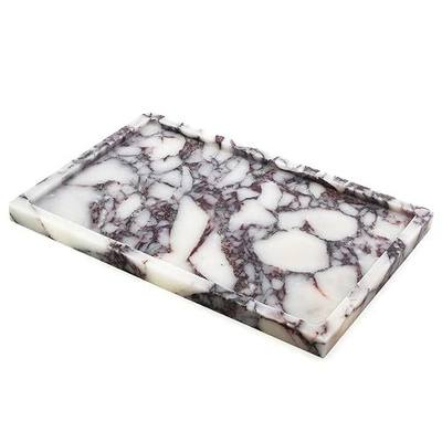 Real Luxurious Natural Marble Vanity Tray Genuine Marble Storage Tray for Home Decor Stone Tray for Bathroom/Kitchen/Vanity/Dresser,Plate Holder for Tissues, Candles, Towel