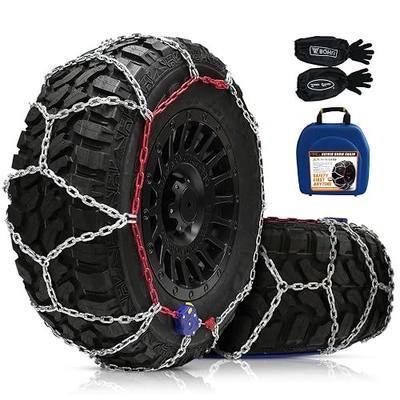 DEDC Auto Lock Snow Tires Chains 4.5mm Heavy-Duty Mn Steel Fits 275 285 295 | Anti Skid Chain for Off Road SUV And Pickup Trucks Traction Ice Iced Cold Road Set of 2 (KS1619)