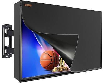 IC ICLOVER Outdoor TV Cover 60-65 inch, 600D Heavy Duty Waterproof TV Cover | With 3 Sides Full Length Zipper, Roll up Front Flap, Weatherproof Outside Television Protector Enclosure for Flat Screen TVs
