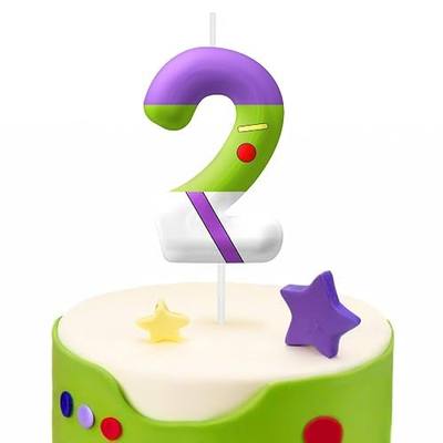 Green Birthday Candles, Number 2 Candle Themed Birthday Party Supplies, 2.4 inch Birthday Candles for Cake Topper Party Decorations, Birthday Decorations for Boys Girls (Number 2)