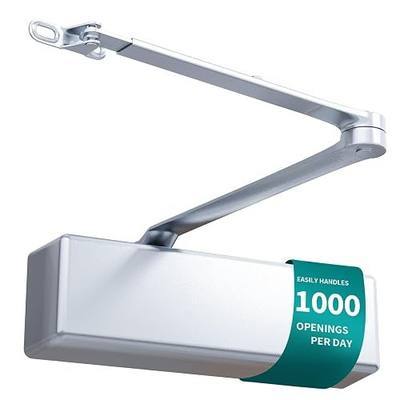 Heavy Duty Door Closer, Grade 1 Automatic Commercial Hydraulic Closer, Self-Closing, Adjustable Self Closing, Backcheck, Delayed, ADA Compliant, UL 3 Hour Fire Rated, 2 Million Cycles, Sliver Aluminum