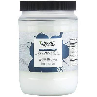 Wildly Organic Virgin Unrefined Cold Pressed Coconut Oil 28 Fl Oz | BPA Free Container, Perfect for Skin, Hair, Cooking, & Baking