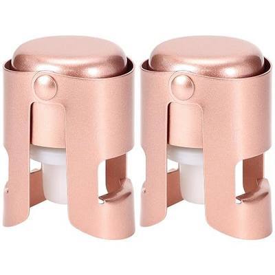Champagne Stoppers Stainless Steel, Prosecco Sparkling Wine Bottle Stopper with Silicone Sealing Plug, Leak proof Keep Fresh Reusable Champagne Cork & Saver (Rosegold, 2 Pack)