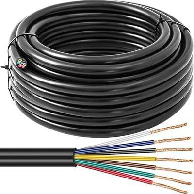 Tujoe 7 Way Trailer Wire 14/7 Heavy Duty 50FT 100% Pure Copper 7 Wire Trailer Cable Extension Cord Insulated Cable for Rv Tow Hitch Caravan Automotive