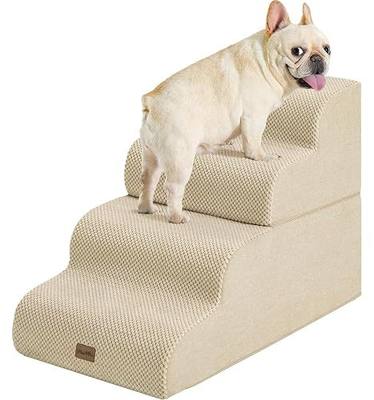 Made4Pets Dog Stairs Ramp for Bed 19.7" H, 4-Step Dog Steps for High Bed Couch Sofa Climbing, 35D Foam Pet Steps for Small Dogs and Cats, Non-Slip Bottom Pet Stairs, Beige