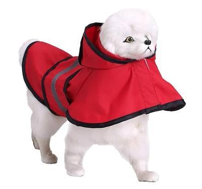 Dog Raincoat Hooded Reflective Waterproof Slicker Poncho | Adjustable Lightweight Rain Jacket for Dogs,Red,XS