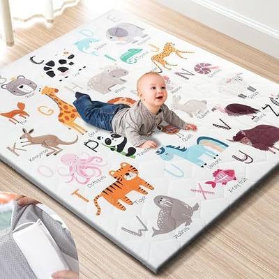 TINYHARBO Premium Foam Baby Play Mat 50" x 50" – Removable & Machine Washable Cover, Extra Thick Padding Playpen Mat, Non-Slip Crawling Mat, Easy to Clean for Infants, Toddlers & Babies