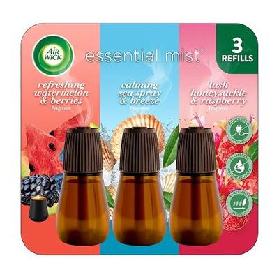 Air Wick Essential Mist Refill Multipack - Watermelon & Berries, Sea Spray & Breeze, Honeysuckle & Raspberry, 3 Count