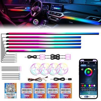 Dreamcolor Acrylic Car Interior Lights 22 in 1 RGB LED Strip Lights APP Control Zoned Control System 252 Color Modes DIY Fiber Optic Ambient Lighting Kits Music Car Neon Light Kits New Version