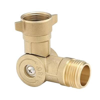 MEASUREMAN RV 180-Degree Rotating Brass Hose Elbow Connector, 3/4’’ GHT Female & 3/4’’ GHT Male Thread, RV Drinking Water and Garden Hose Adapter, Easy Grip Design