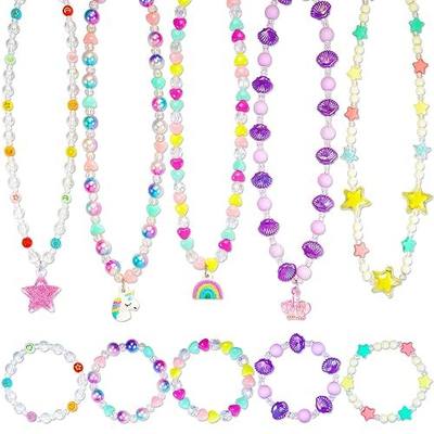 SIELEVIN Kids Jewelry for Little Girls Necklace Bracelet with Unicorn Rainbow Star Crown Pendant for Toddler Dress up Jewelry Princess Gifts for 3 4 5 6 7 8 Years Old