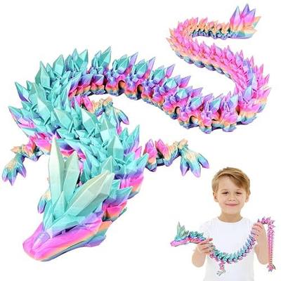 30 Inch Large 3D Printed Dragon 76cm Long Fidget Toy Gift Decor | Flexible Giant Articulated Dragon Toy, Home Desk Decoration, Birthdays Christmas Gift for Kids Boys Girls Adults, Rainbow