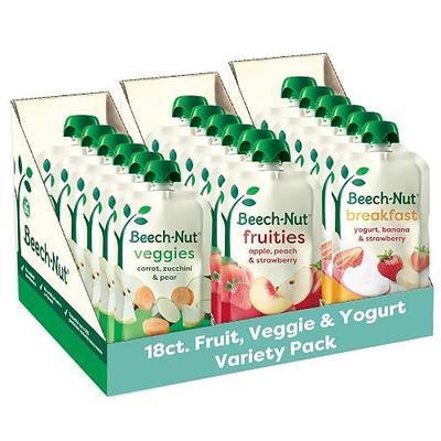 Beech-Nut Baby & Toddler Food Favorite Flavors Pouches Variety Pack, Fruit Veggie and Whole Milk Yogurt Purees, Baby Pouch Puree Starter Pack, 3.5oz (18 Pack)