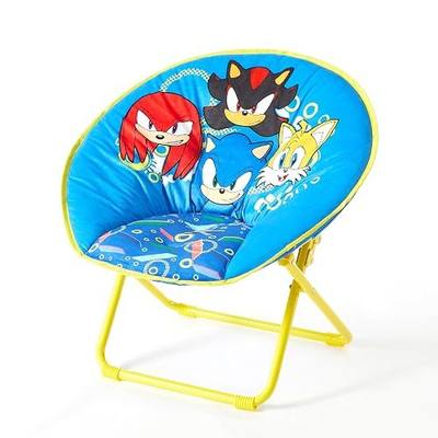 Sega Sonic The Hedgehog 23-Inch Kids Folding Saucer Chair,Portable, Padded Seat with Metal Frame for Kids Ages 3+, Ideal for Bedroom, Playroom, or Gaming Setup